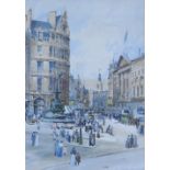 Charles J Lauder (Early 20th century) A pair of watercolours depicting London street scenes;