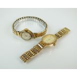 A Lady's 9ct gold Rotary quartz bracelet wristwatch,