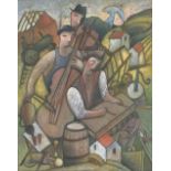 Jiri Borsky Musicians, signed lower right and dated '90, acrylic on canvas,