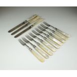 A part set of Victorian mother of pearl handled silver cutlery, Horace Woodward & Co Ltd,