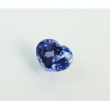 A loose heart shaped faceted tanzanite, weighing approx 4.