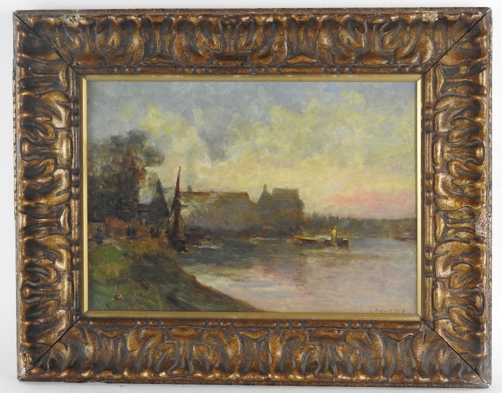 Arthur G Bell (1849-1916) View of the Thames, signed lower right, oil on board, - Image 2 of 4