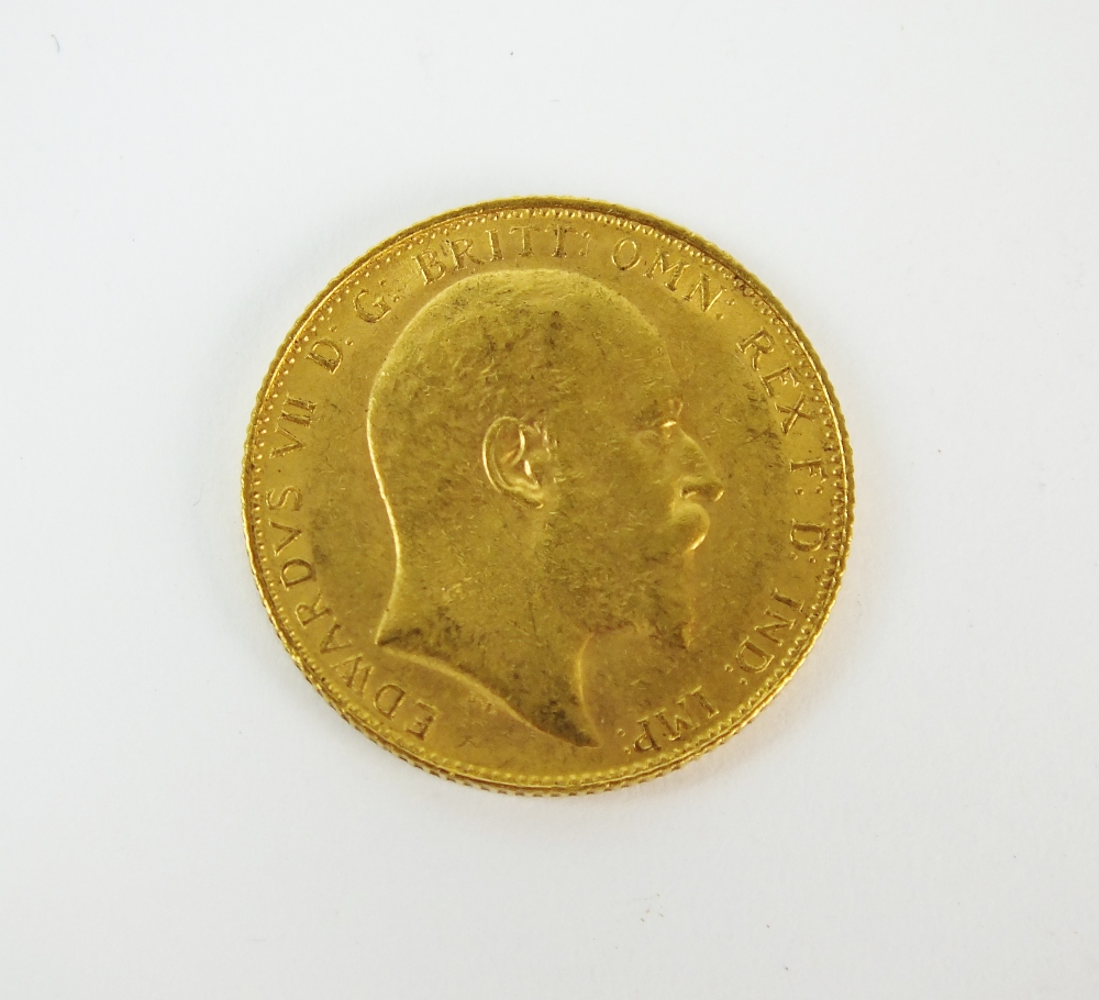 An Edward VII sovereign dated 1908,