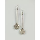 A pair of diamond cluster ear pendants,