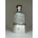 A silver mounted glass hip flask, T.