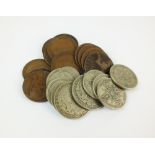 A collection of British and foreign coinage, to include; a George V half sovereign, dated 1911,