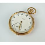 A Gentleman's 9ct gold Limit open face pocket watch, Birmingham 1937,
