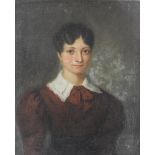 British school, late 19th century Portrait of a lady, half length wearing a red dress,