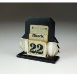 An Art Deco silver mounted desk calendar, G W Lewis & Co, Birmingham 1933,