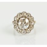 A late 19th century diamond cluster ring,