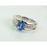 A sapphire and diamond ring,