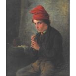 Continental school, late 19th/early 20th century Young boy with flute, oil on panel,
