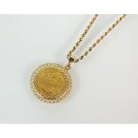 A Victorian sovereign pendant, dated 1898,