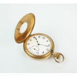 A Gentleman's 9ct gold half hunter pocket watch, Birmingham 1923,