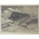 Adolphe Valette (1876-1942) French Alps, etching,
