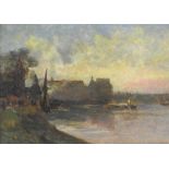 Arthur G Bell (1849-1916) View of the Thames, signed lower right, oil on board,