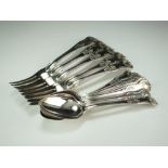 A collection of Kings and Queens pattern silver flatware, London 1827-1902, various makers,