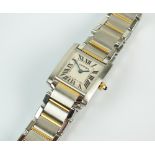 A Lady's Cartier Tank Francaise yellow metal and stainless steel wristwatch,