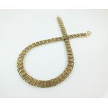 A 9ct gold gate link necklace, with bolt ring clasp, weight 28.