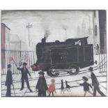Laurence Stephen Lowry RA (1887-1976) Level crossing with train,
