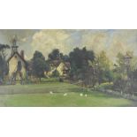 Thomas Hodgson Liddell (1860-1925) View of a country house with grass tennis court in the