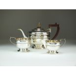 A three piece silver tea service, Selfridge & Co Ltd, Birmingham 1933,