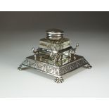 A silver inkwell, Lee & Wigfull, Sheffield 1886,