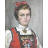 British School, 20th century Portrait of a Norweigan girl,