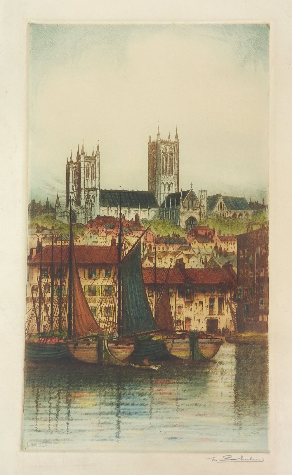 Edward W Sharland (1884-1967) A collection of seven unframed etchings of cathedrals titled, - Image 4 of 7