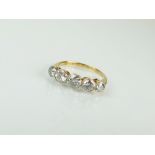 A five stone graduated diamond ring,