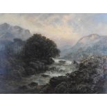 British School, 19th century Mountain landscape, oil on canvas 73 x 96cm (framed,