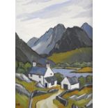 David Barnes Welsh landscape, signed with initials lower right, oil on canvas board,