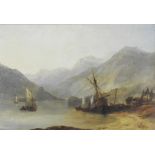 John Ewbank (1799-1847) Fishing boats in a loch, signed lower right, oil on panel,