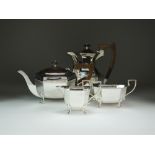 A four piece silver tea service, Emile Viner, Sheffield 1940 & 1948,