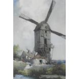 Noel H Leaver (1889-19510 Windmill in a rural landscape, signed lower left, watercolour,