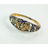 A 19th century diamond and enamel mourning ring,