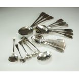 A collection of various silver spoons, to include dessert spoons, tablespoons and a ladle etc,
