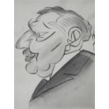 A collection of unframed drawings and watercolours to include a caricature of Enoch Powell