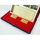 A cased pair of 18ct gold stamp replicas to commemorate Sir Winston Churchill, No.