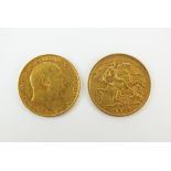 Two Edward VII half sovereigns,