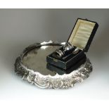 A Victorian silver plated mirrored cake stand,