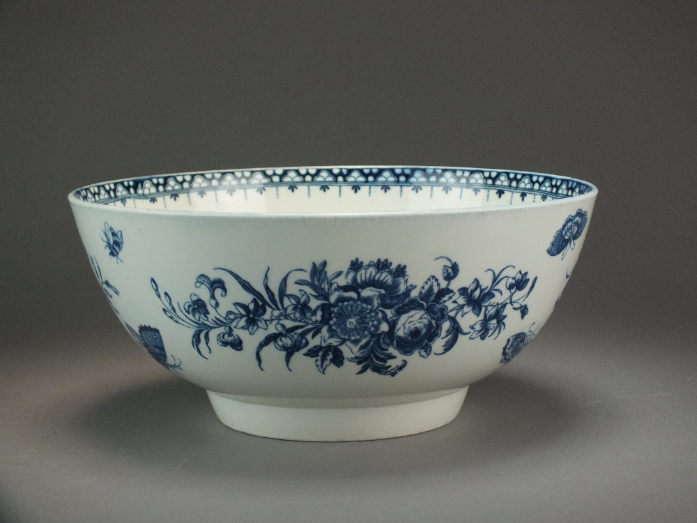 A Caughley punch bowl transfer-printed with the Punch Bowl Sprays pattern and the monogrammed