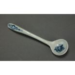 A rare Caughley mustard spoon printed in underglaze blue with a Floret pattern, circa 1777-1782,