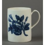 A very rare Caughley mug transfer-printed with the Cabbage Rose Sprays pattern, circa 1776-78,