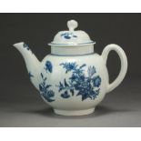 A Caughley teapot and cover transfer-printed with the early version of the Three Flowers and