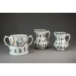 A pair of mid-19th century Staffordshire pottery jugs, perhaps Elsmore and Forster,