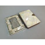 A 19th century mother of pearl, abalone shell and white metal mounted card case,