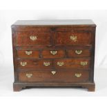 A George III and later oak mule chest the rectangular top with moulded edge over an arrangement of