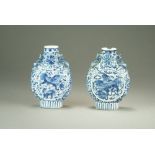 A pair of Chinese blue and white moon flasks, 19th Century,