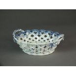 A Caughley basket transfer-printed in the Pine Cone pattern, circa 1778-86,